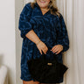 Kind Smile Jacquard Mini Dress in Navy Curves Image 1