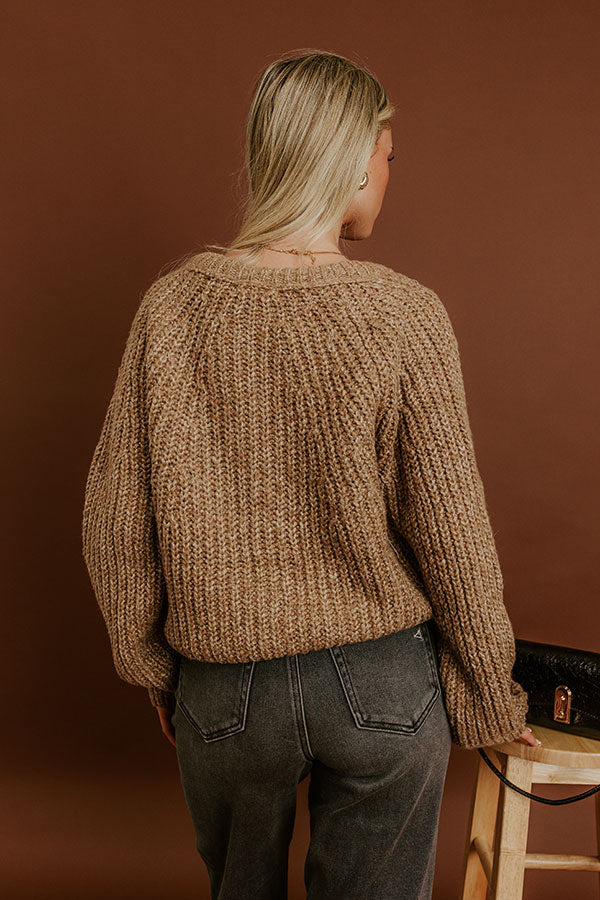 Cozy Vibes Knit Sweater in Mocha Image 4
