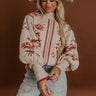 Fifth Avenue Chic Jacquard Knit Sweater Top in Oatmeal Image 1