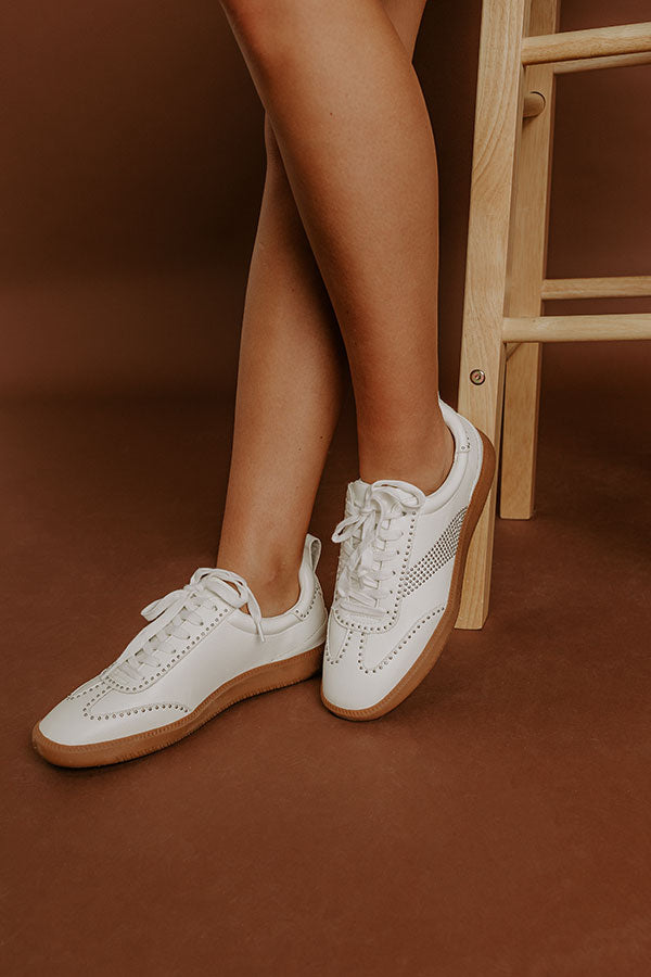 Wylder Faux Leather Studded Sneaker in White Image - 4