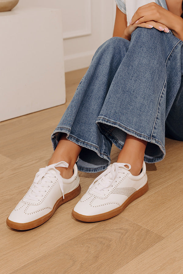 Wylder Faux Leather Studded Sneaker in White Image - 3