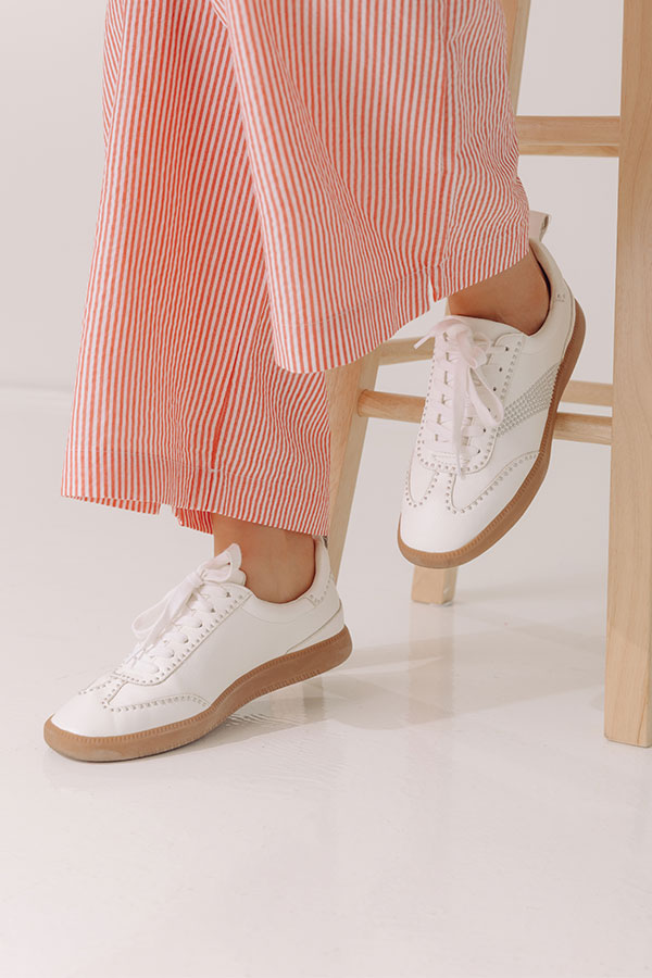 Wylder Faux Leather Studded Sneaker in White Image - 1