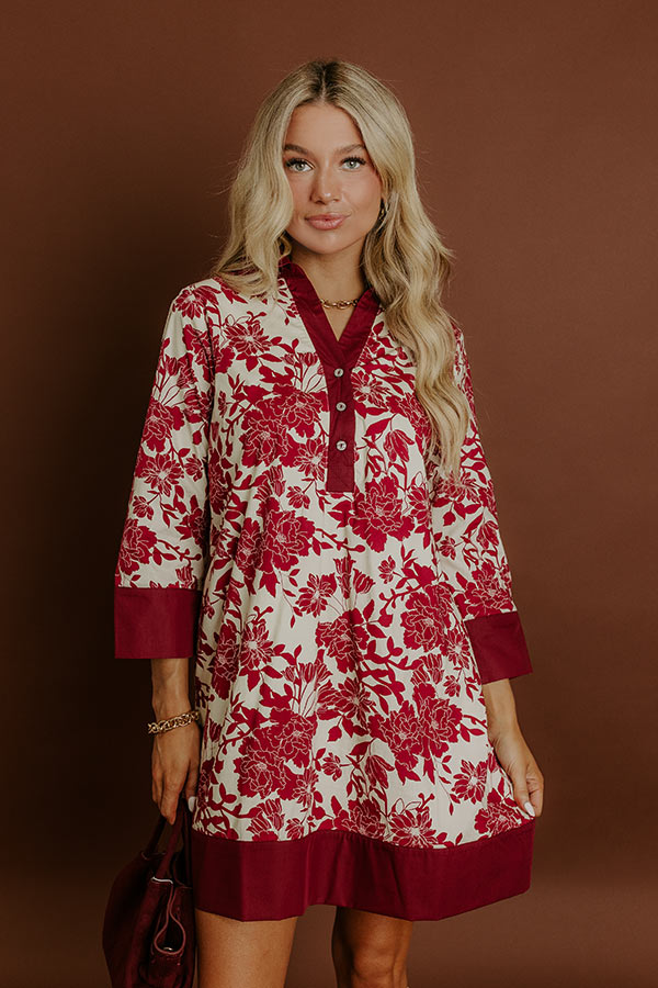 Sweet Harmony Floral Mini Dress in Wine Image 3