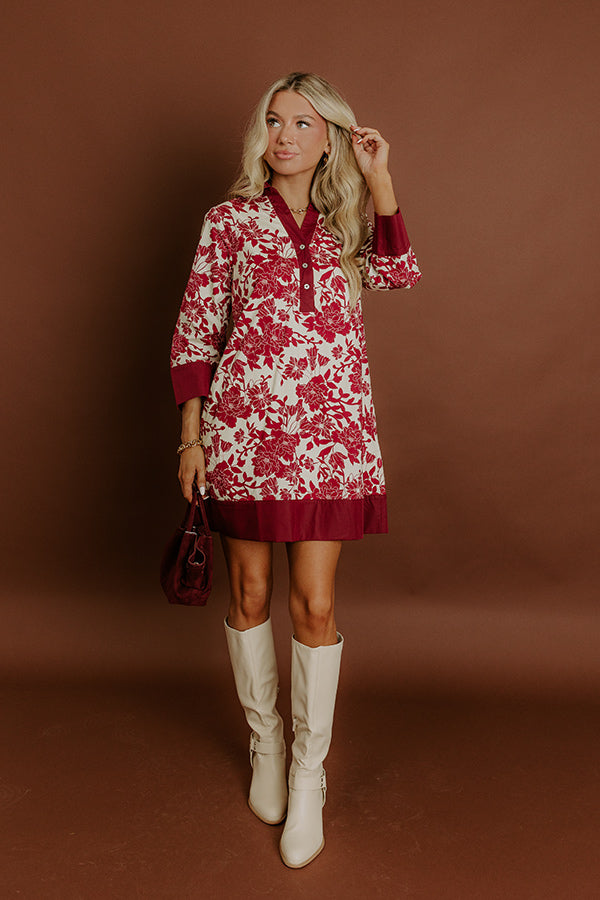 Sweet Harmony Floral Mini Dress in Wine Image 2