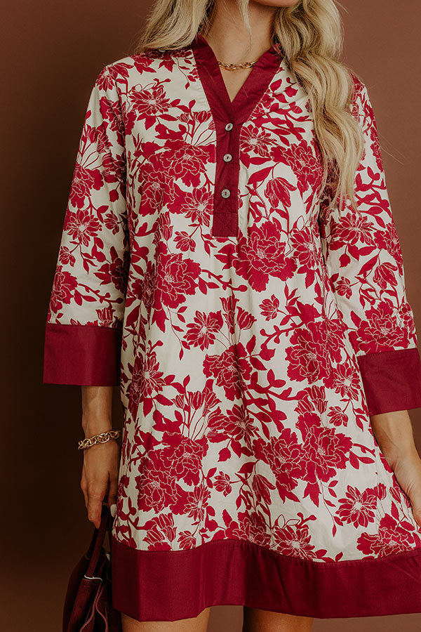 Sweet Harmony Floral Mini Dress in Wine Image 4