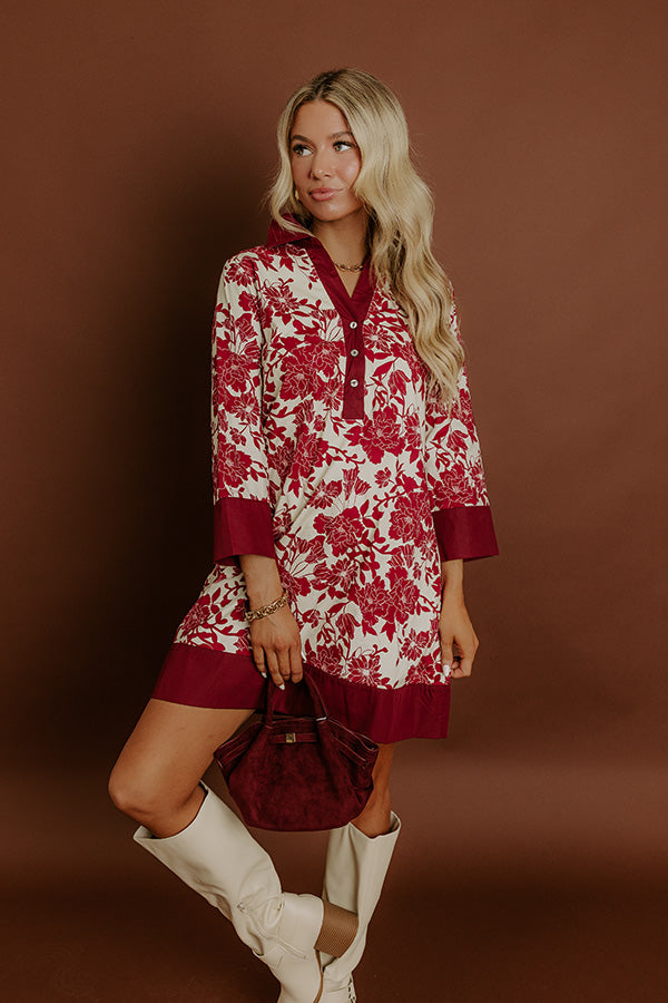 Sweet Harmony Floral Mini Dress in Wine Image 1