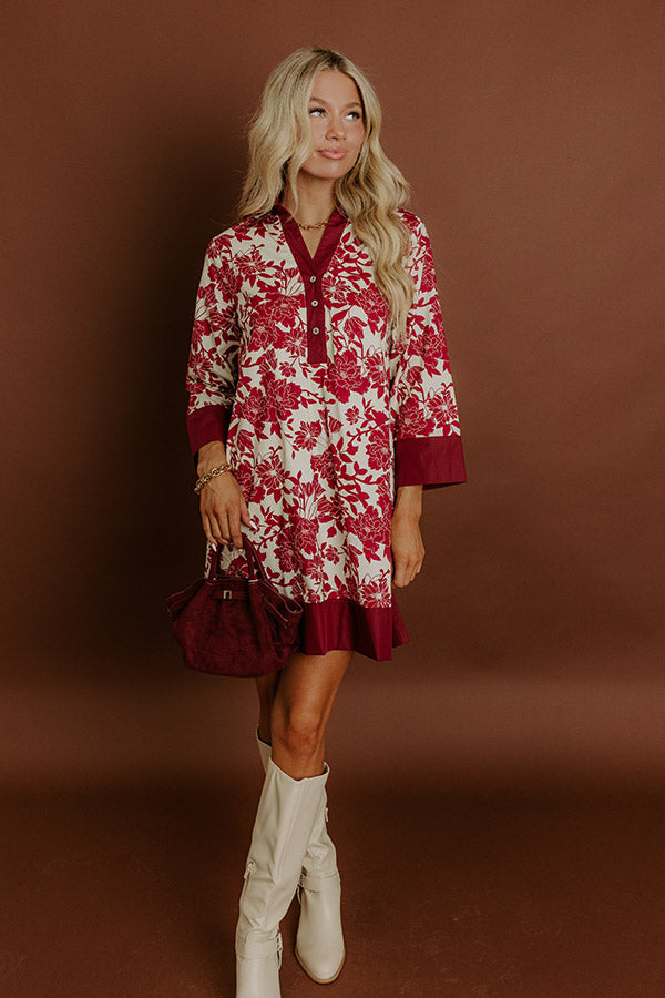 Sweet Harmony Floral Mini Dress in Wine Image 5