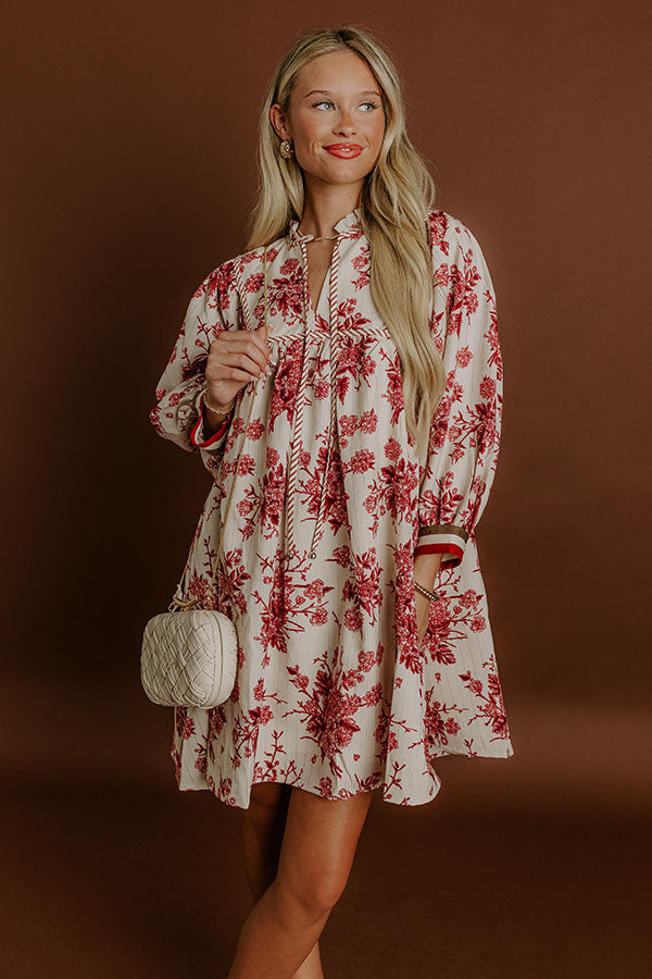 Veranda Chic Floral Mini Dress in Wine Image 2