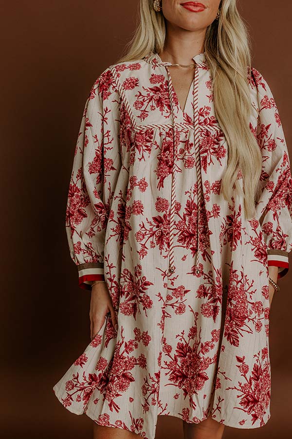 Veranda Chic Floral Mini Dress in Wine Image 3