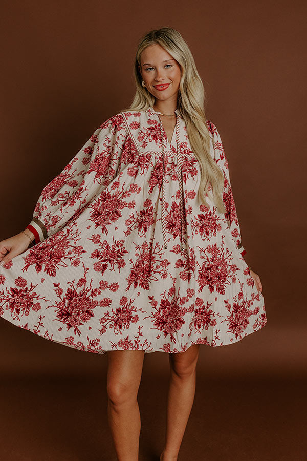 Veranda Chic Floral Mini Dress in Wine Image 4