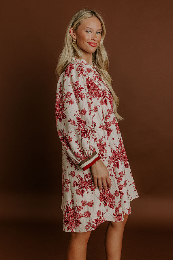 Veranda Chic Floral Mini Dress in Wine Image 5