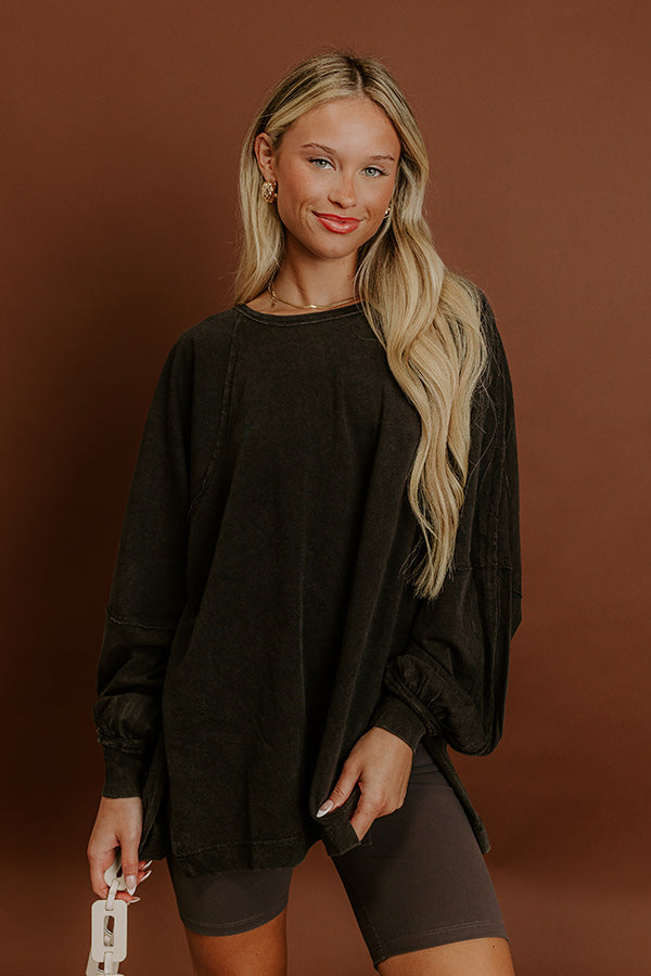 Cozy Comforts Vintage Wash Oversized Tee in Black Image 3