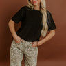 Uptown Charm Cable Knit Top in Black Image 1