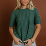 Uptown Charm Cable Knit Top in Hunter Green Image 1