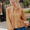 Rosehill Estate Faux Suede Button Up Top in Camel Image - 1