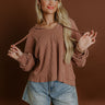Cafe Cozy Waffle Knit Hoodie in Vintage Chocolate Image 1