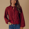 Rosehill Estate Faux Suede Button Up Top in Merlot Image - 1