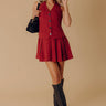 Western Charm Faux Suede Mini Dress in Brick Red Image - 1