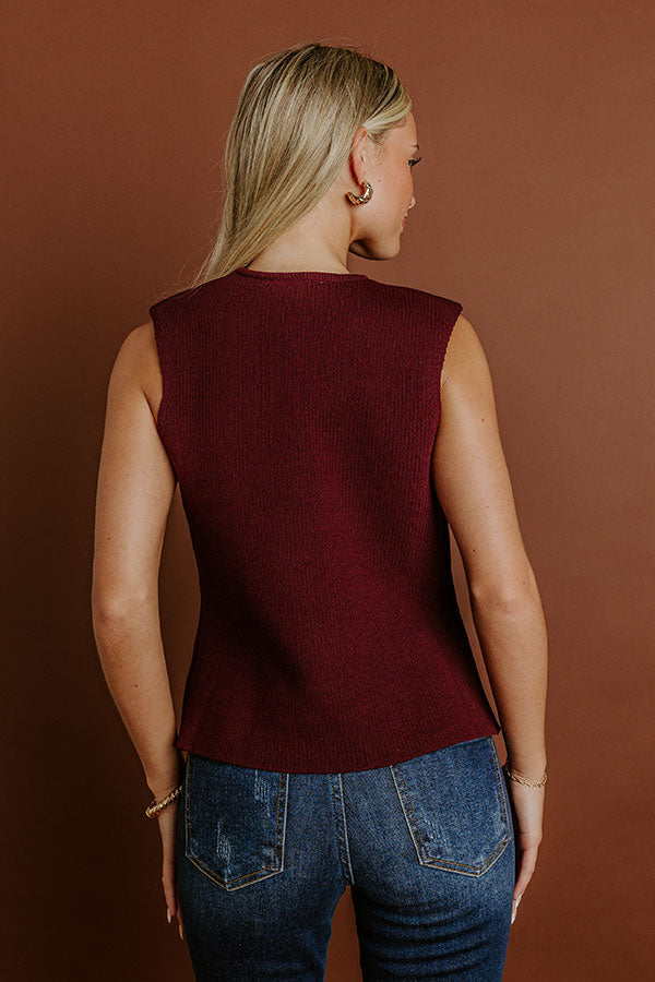 Cappuccino Cutie Knit Vest Top in Maroon Image 4