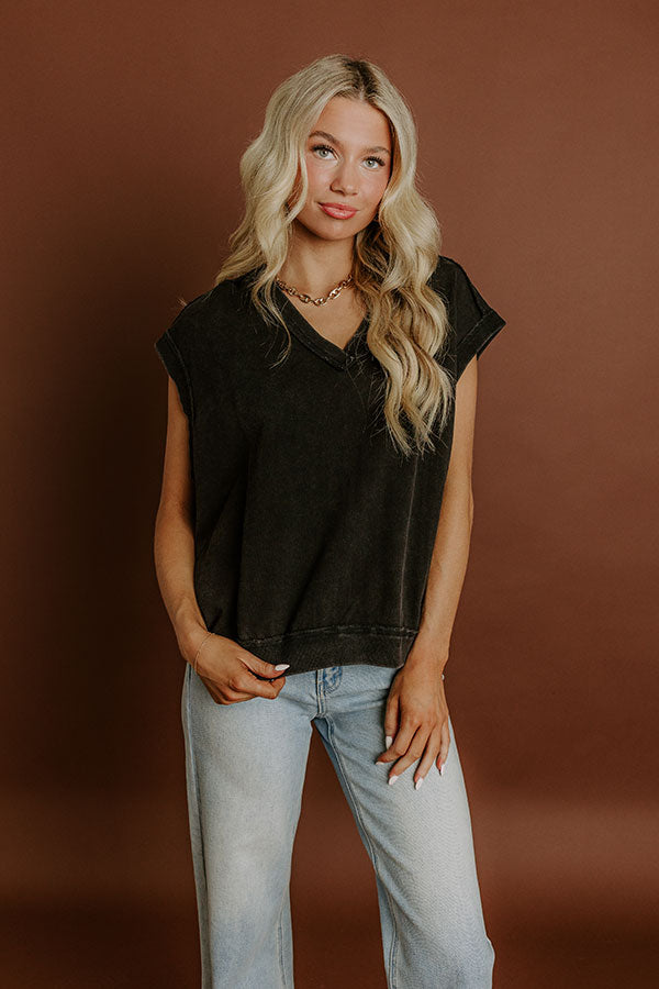 Casual Charm Vintage Wash Top in Vintage Black Image 2