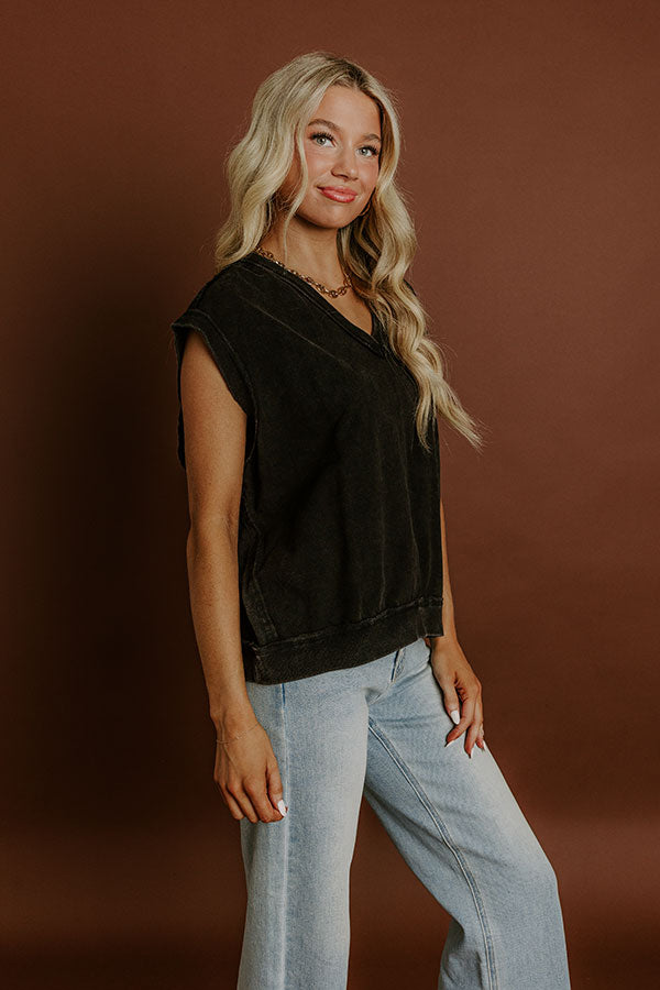 Casual Charm Vintage Wash Top in Vintage Black Image 3