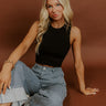 Forever Stylish Knit Crop Top in Black Image 1