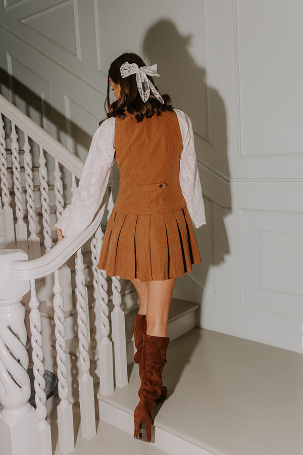 Western Charm Faux Suede Mini Dress in Chocolate Image - 2