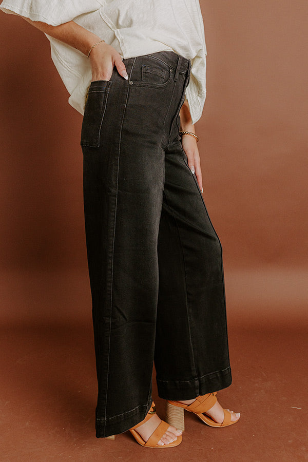 The Carmen High Waist Wide Leg Jean in Black Image 4