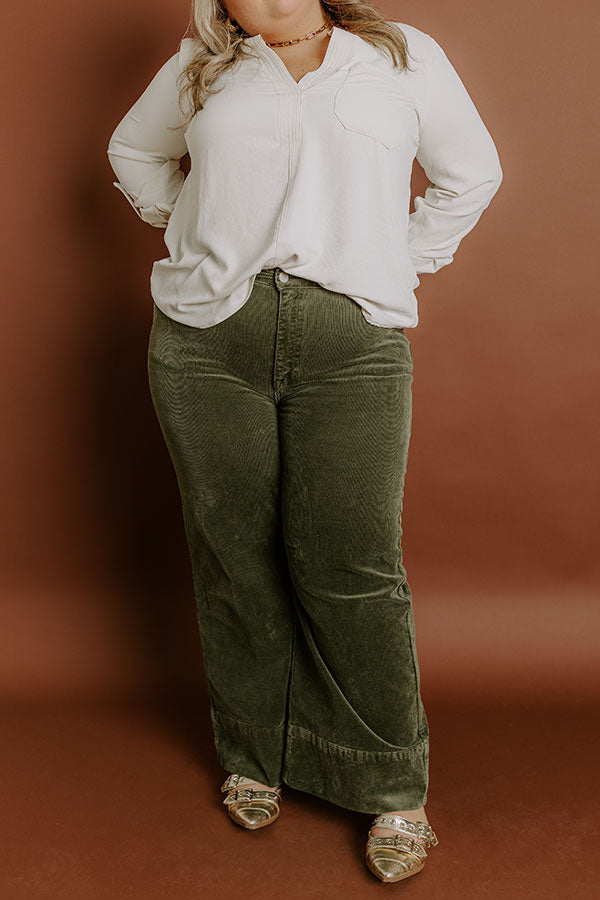 RISEN Kinsley High Waist Corduroy Wide Leg Pants Curves Image 2