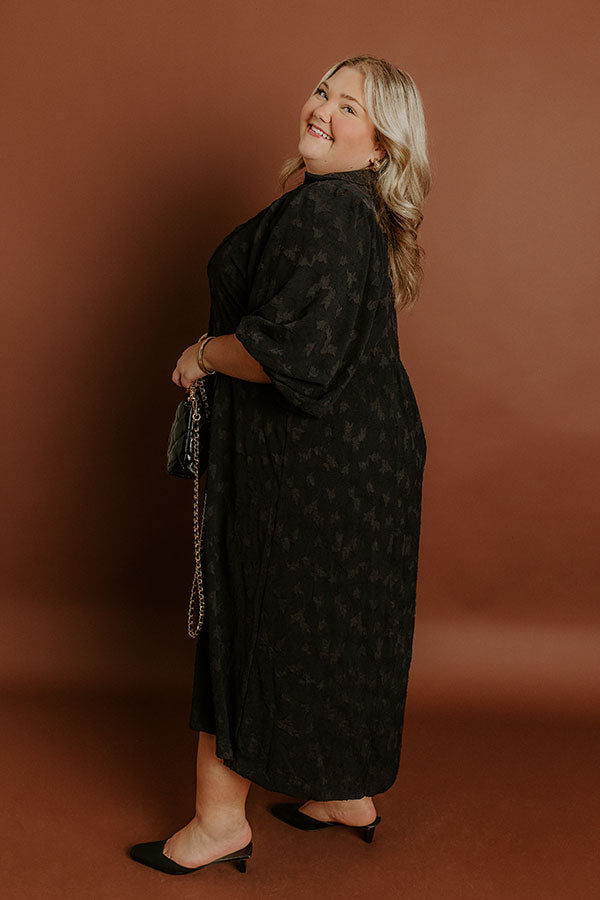 Apple Cider Sippin Jacquard Midi Dress in Black Curves Image 5