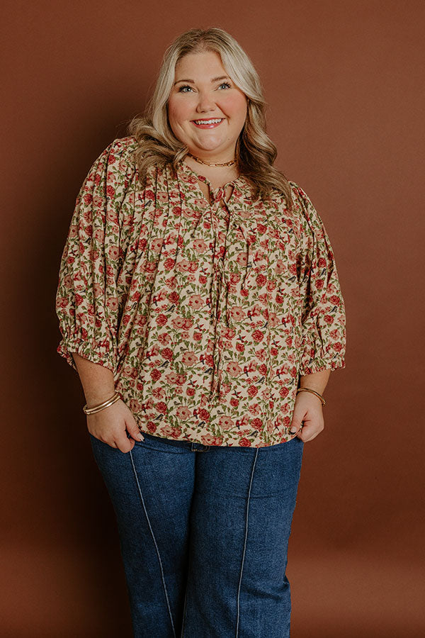 Falling Leaves Floral Corduroy Top Curves Image 2