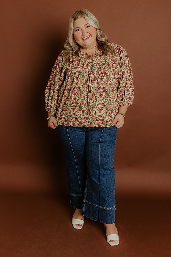 Falling Leaves Floral Corduroy Top Curves Image 1