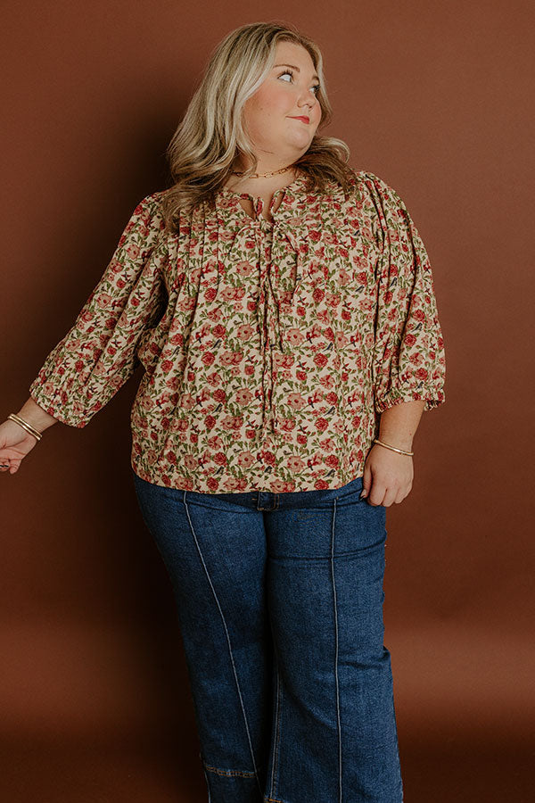 Falling Leaves Floral Corduroy Top Curves Image 3