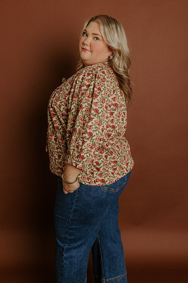 Falling Leaves Floral Corduroy Top Curves Image 4