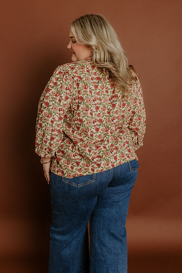 Falling Leaves Floral Corduroy Top Curves Image 5
