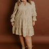 Tribeca Twilight Jacquard Babydoll Mini Dress in Iced Latte Curves Image 1