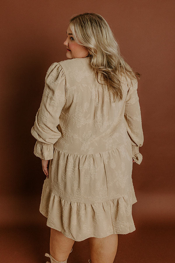 Tribeca Twilight Jacquard Babydoll Mini Dress in Iced Latte Curves Image 5