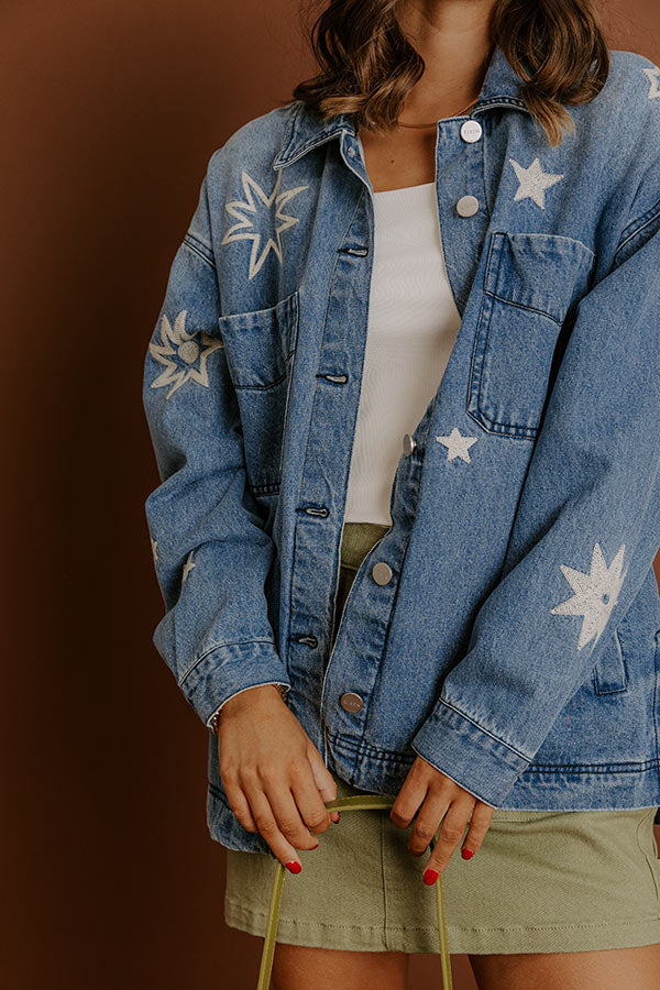 RISEN Starry Oversized Embroidered Denim Jacket Image 2