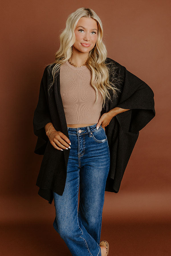 Cuddle Season Knit Cardigan in Black Image 1