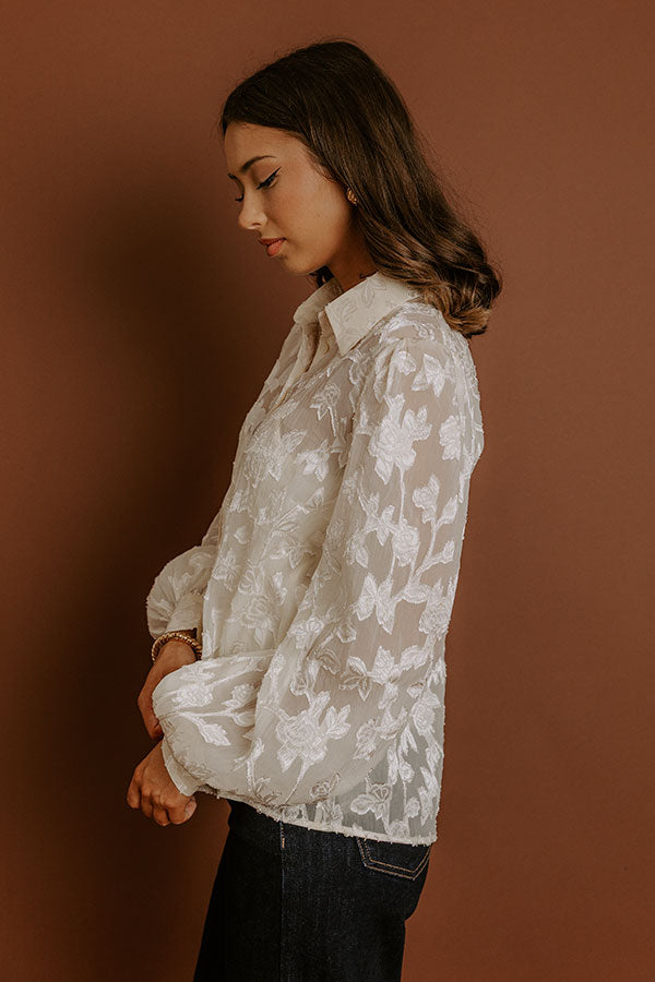 Modern Edge Floral Applique Button Up Top Image 3