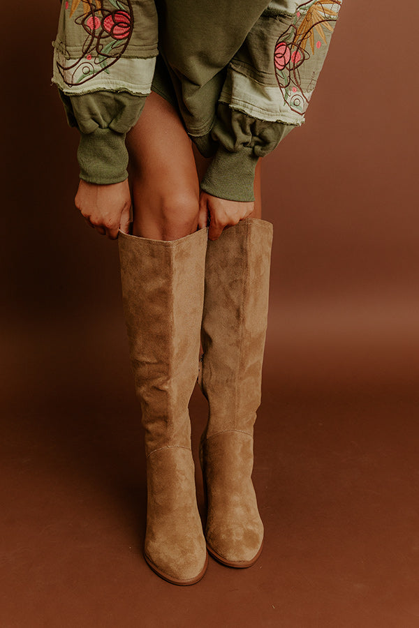 The Shiloh Faux Suede Knee High Boot In Camel Image 4