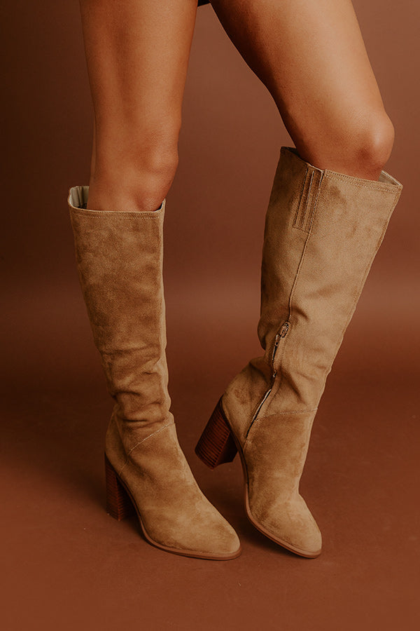 The Shiloh Faux Suede Knee High Boot In Camel Image 3
