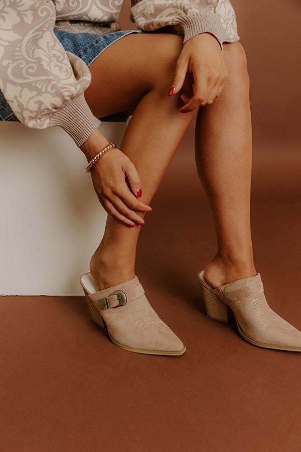 The Dixie Faux Suede Heeled Mule in Iced Latte Image 3