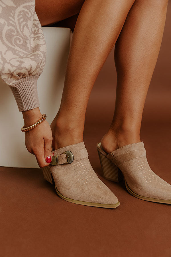The Dixie Faux Suede Heeled Mule in Iced Latte Image 1