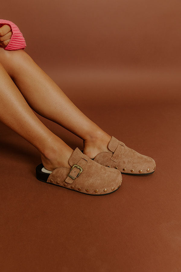 The Toni Faux Suede Clogs in Chocolate Image 2