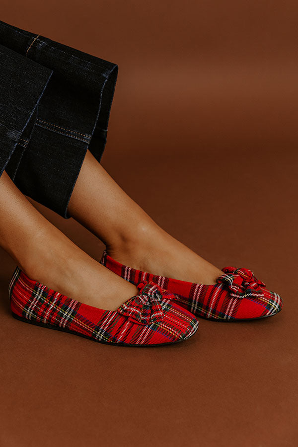Sugar Rush Plaid Flats in Red Image 2