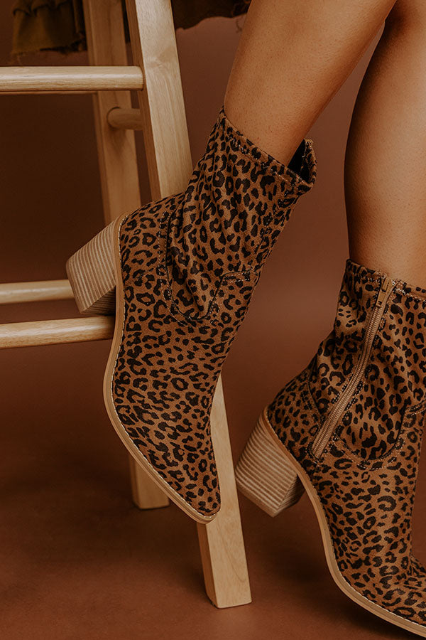 The Vienna Faux Suede Brown Boot In Leopard Image - 1