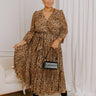 Urban Elegance Pleated Leopard Midi Dress Curves Image 1