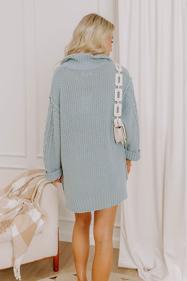 Pumpkin Kisses Cable Knit Sweater Dress in Light Blue Image 5