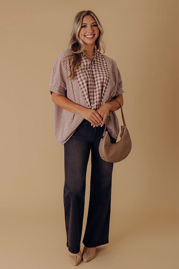 Charming Views Oversized Gingham Top in Purple Image - 2
